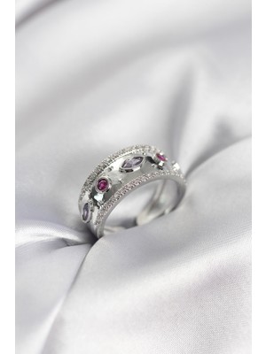 Skygo Gümüş Renk Zirkon Taşlı Vintage Kadın Yüzük - TJ-BYK3960