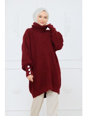 Pamuk Butik Kadın Boğazlı Triko Kazak Tunik -PMK521