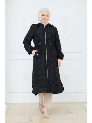 Pamuk Butik Kadın Kabartma Desenli Beli Tünel Geçişli Kapitone Kap -PMK524