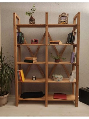 CopperWood Zeren Ahşap 5 Raflı Masif Ahşap Kitaplık