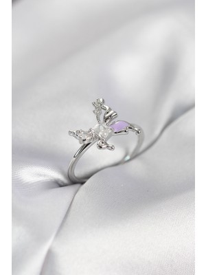 Nacario Gümüş Renk Model Zirkon Taşlı Kadın Yüzük