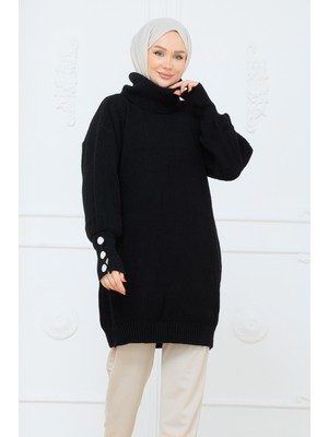 Pamuk Butik Kadın Boğazlı Triko Kazak Tunik -PMK521