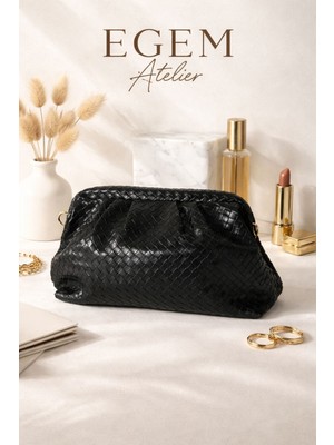 Egem Atelier Örgü Desen Vintage El ve Omuz Çantası