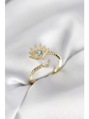 SHC4200 Mey Ithalat® Gold Renk Göz Model Zirkon Taşlı Kadın Yüzük