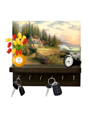 Normadia Ahşap Anahtarlık ve Anahtar Askısı Rafı, Dekoratif Kapı Arkası Organizer