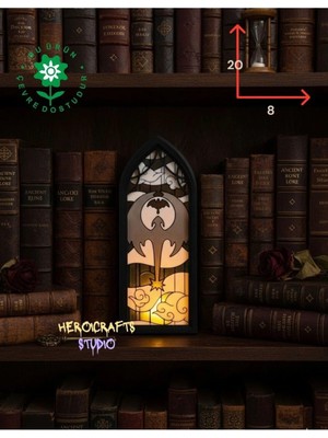Heroicrafts Studio Ejderha Tasarımlı Işıklı Kitap Tutucu - Pla Fantasy Book Nook, Vitray Tarzı, LED Mum Işıklı Dekor