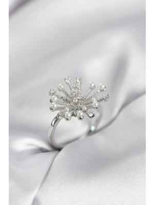 SHC4200 Mey Ithalat® Gümüş Renk Karahindiba Model Zirkon Taşlı Kadın Yüzük