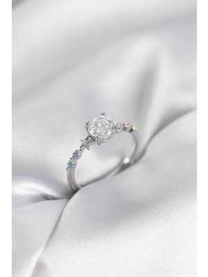 Nuvigo Tek Taş Model Zirkon Taşlı Gümüş Renk Kadın Yüzük - TJ-BYK3994