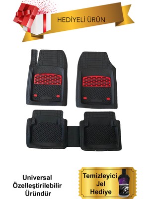 Özgürce Krom Kırmızı Desenli Havuzlu Paspas Takımı, Şık ve Koruyucu Iç Tasarım