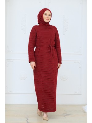 Pamuk Butik Kadın Içlikli Fileli Merserize Triko Elbise -PMK519