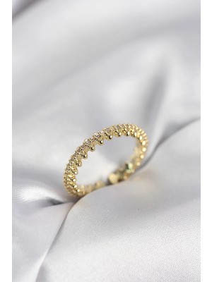 SHC4200 Mey Ithalat® Gold Renk Sıralı Zirkon Taşlı Model Kadın Yüzük