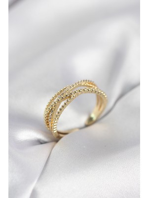 Nacario Gold Renk Sarmal Model Kadın Yüzük