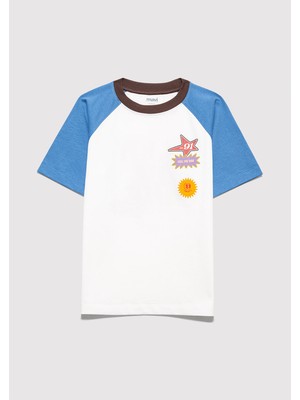 Mavi Baskılı Ekru Tişört 6610410-70057