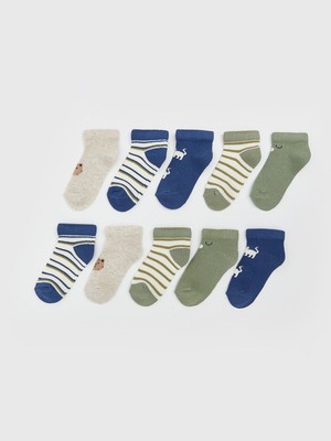 Lc Waikiki Yeni Sezon Çizgili Erkek Bebek Patik Çorap 10'lu
