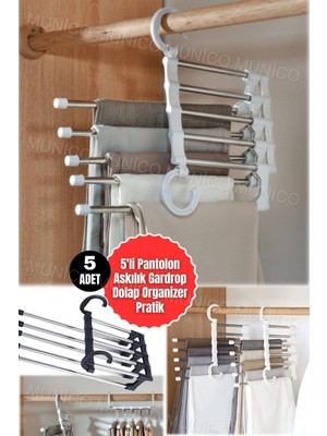 Normadia 5 Adet Katlanabilir Pantolon Askısı, Pratik ve Şık Depolama Çözümü