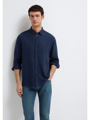 Mavi Keten Karışımlı Lacivert (TENCEL™)  Liyosel Gömlek 0211482-70490