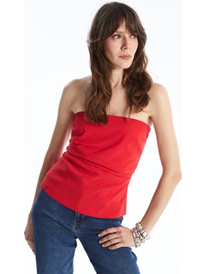 Lc Waikiki Yeni Sezon Straplez Düz Crop Kadın Bluz