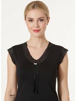 Giyim Şahinler Dantelli Taşlı Yarım Kol Atlet B637