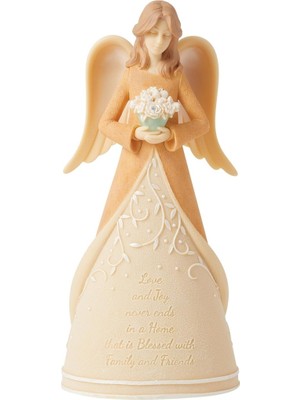 Astera Family And Friends Angel Holding Çiçek Heykelcik, 18 Cm, Çok Renkli, Reçine