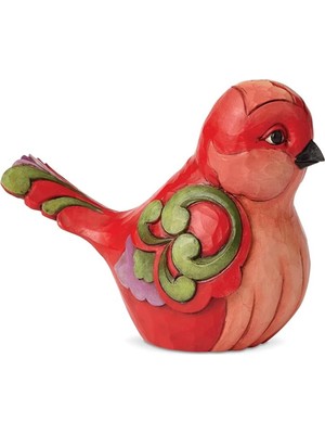 Astera Kırmızı Çiçekli Kuş Dekoratif Obje 12 cm Reçine