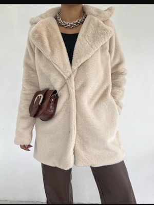 Queene Dreams Içi Astarlı Cepli Kürklü Ceket -Taş