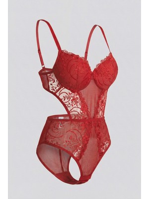 Tobare Dantelli Bodysuit Büstiyer Fantezi Sütyen Iç Çamaşır Takımı Ivory Lace Koleksiyonu