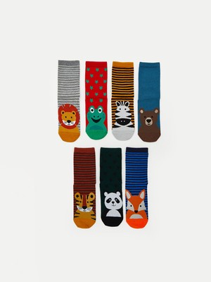 Lc Waikiki Yeni Sezon Desenli Erkek Çocuk Soket Çorap 7'li