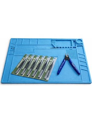 Tograt S160 Profesyonel Manyetik Silikon Tamir Pedi 45X30CM + 6 Adet Çelik Cımbız + Yan Keski