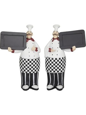 Astera Polystone Şef Heykeli, Kara Tahtalı, 2'li Set 28 cm