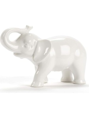 Astera Collection Seramik Fil Heykelcik, Beyaz (Small) 14 cm