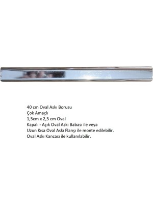 Normadia Çok Amaçlı Oval Askı Borusu, 40 Cm, Parlak Metal, Mutfak ve Banyo Için