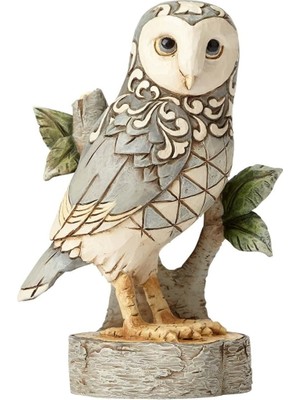 Astera Dalda Baykuş Dekoratif Obje, Taş Reçine, Gri, 11,4 cm