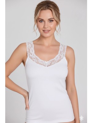 Giyim Şahinler Yaka ve Askıları Dantelli Ribana Atlet B600