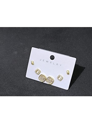 Vulwox Golden Geometri Minimal Işıltı Küpe