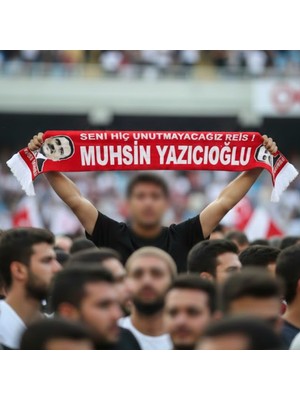 Direkstoktan Muhsin YAZICIOĞLU atkısı - Seni Hiç Unutmayacağız REİS - Pamuklu Dokuma Atkı