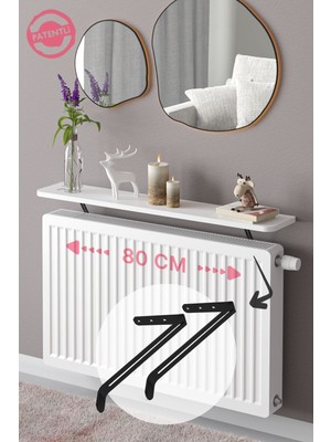 Normadia Montajsız Petek Üstü Uçan Raf, Kalorifer Üstü Kitaplık, Beyaz Oval 80X18 cm