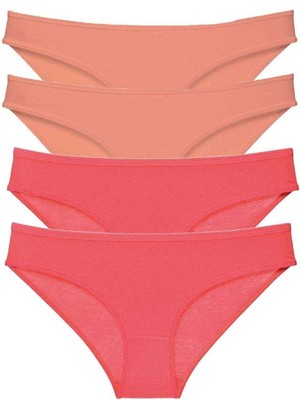 Giyim 4 Adet Eko Set Likralı Kadın Slip Külot Pudra Fuşya