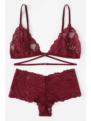 Giyim Kadın Bordo Özel Şık Sütyen Külot Takımı