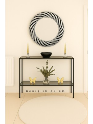 Normadia Modern Siyah Dresuar ve Kahve Köşesi, Füme Camür, 80 cm