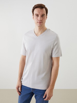 Lc Waikiki Yeni Sezon V Yaka Kısa Kollu Penye Erkek Tişört