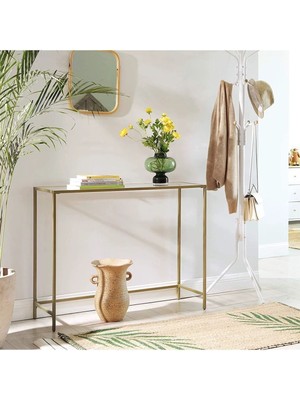 Normadia Şık Metal Dresuar ve Dekoratif Kahve Köşesi, Gold Renkli Konsol