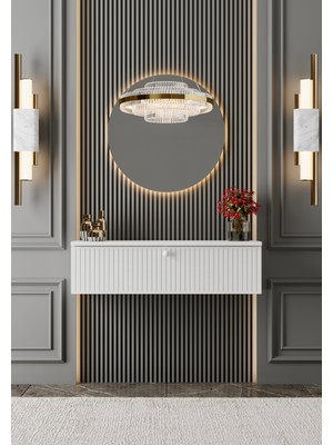 Normadia Şık Mdf Duvara Monte Kapaklı 90 cm Dresuar Takımı
