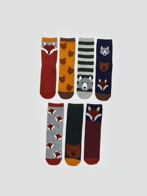 Lc Waikiki Yeni Sezon Desenli Erkek Çocuk Soket Çorap 7'li