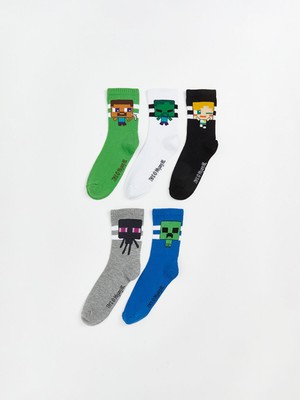 Lc Waikiki Yeni Sezon Minecraft Desenli Erkek Çocuk Soket Çorap 5'li