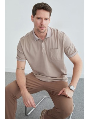 FullaModa Düğmeli Tek Cepli Polo Yaka  Tişört