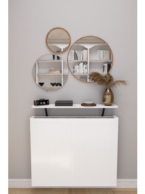 Normadia Şık Beyaz Petek Üstü Uçan Raf, 100X18 Cm, Modern Tasarım