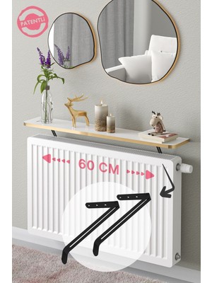 Normadia Petek Üstü Uçan Raf Beyaz Gold Oval 60X18 Cm, Şık ve Pratik Tasarım