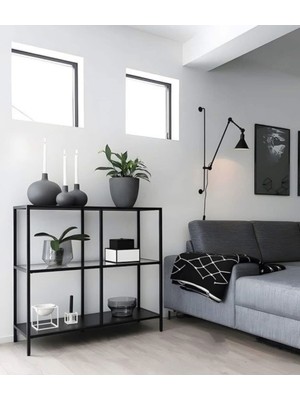 Normadia Şık Füme Cam Siyah Ahşap Modern Konsol ve Kahve Köşesi 100 cm