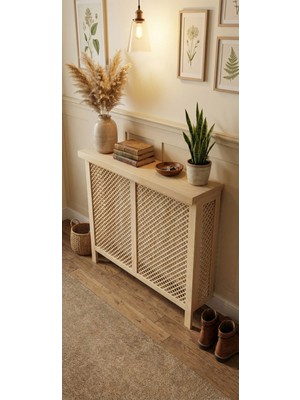 Normadia Doğal Ahşap Petek Kaplama Dresuar ve Radyatör Gizleyici, Dekoratif Konsol