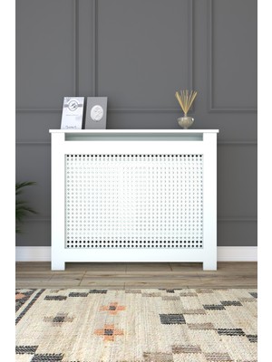 Normadia 85 cm Iç Ölçülü Hazeran Desenli Mdf Mat Beyaz Kalorifer Petek Kapağı